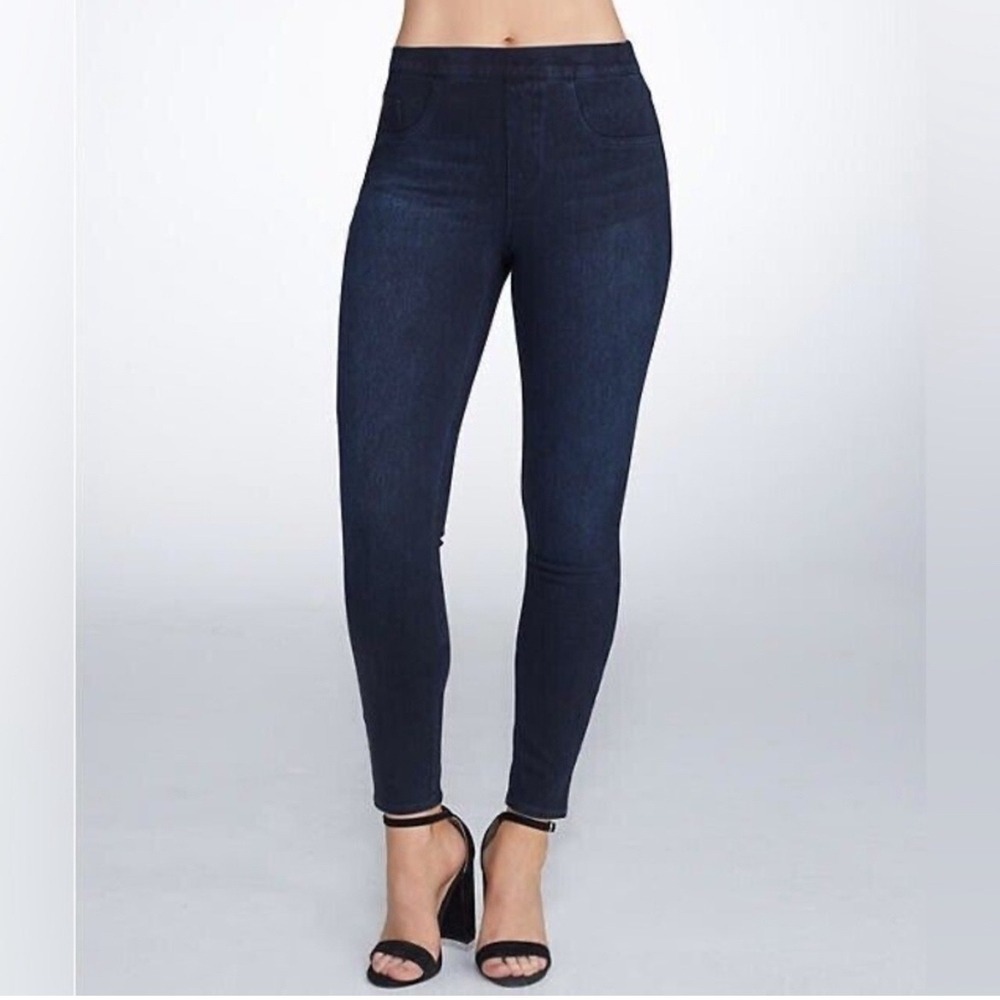 SPANX Jean-ish Leggings Dark Wash‎ Slimming Ankle Skinny Pull on Pants Women M